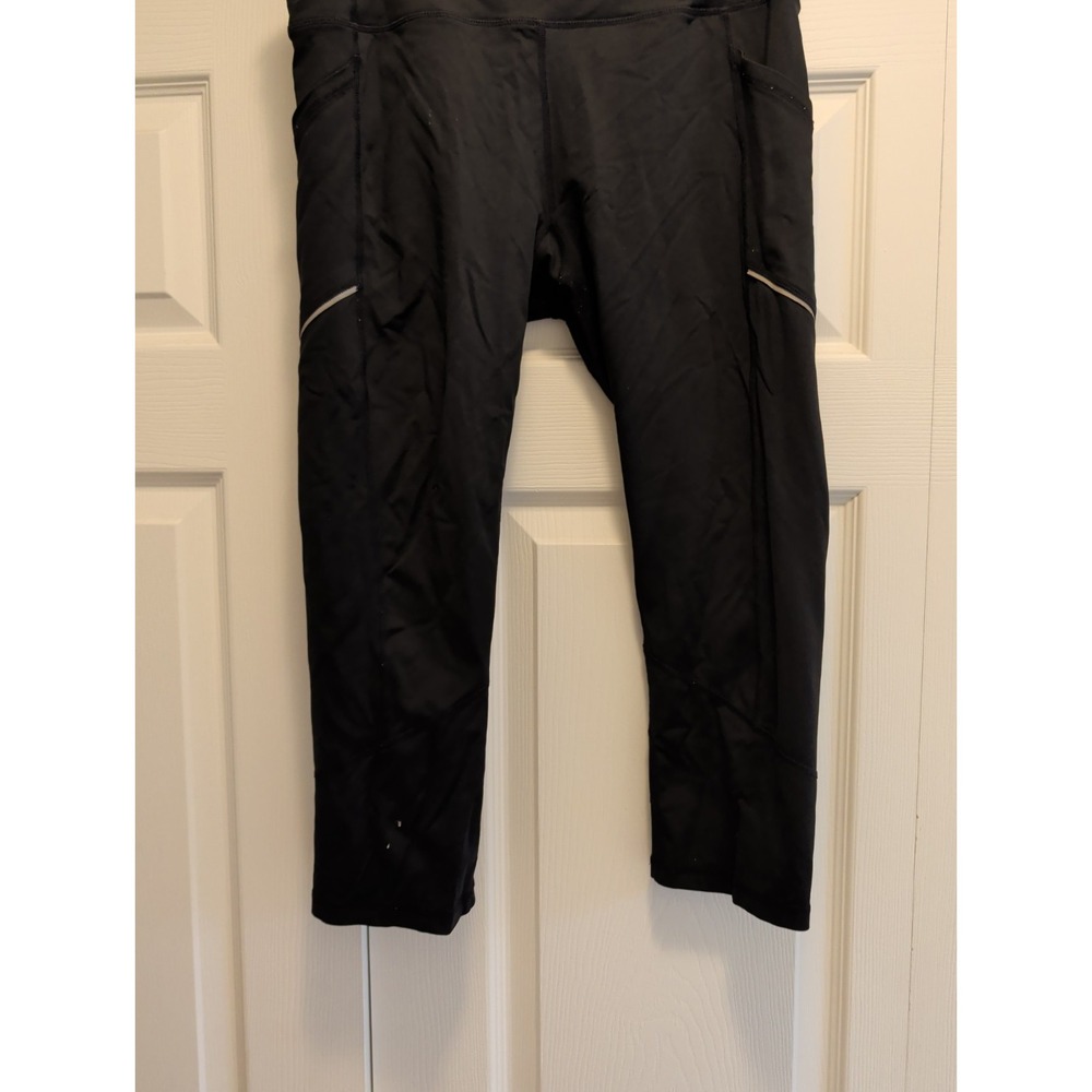 Calvin Klein Performance Black Capri Leggings Pockets Reflective Womens Large